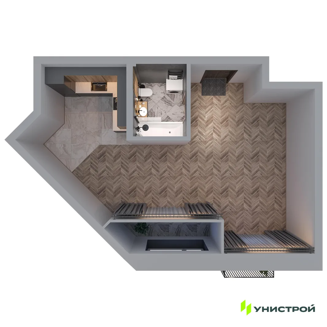 Планировка 1-комн. квартира, 47.08 м² ЖК «Statum»