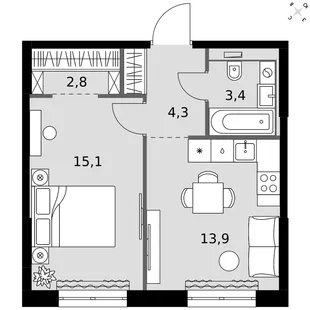 Квартира 1-комн. квартира, 39.5 м² ЖК «Фриссон» Фото 1 Квартира 1-комн. квартира, 39.5 м² ЖК «Фриссон» Фото 1