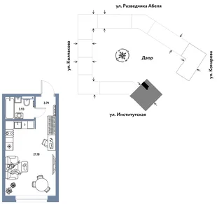 Планировка Студия, 28.9 м² ЖК «Страна.Парковая»
