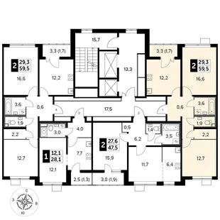 Квартира 2-комн. квартира, 59.5 м² ЖК «1-й Лермонтовский» Фото 2