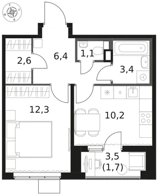 Квартира 1-комн. квартира, 37.7 м² ЖК «1-й Химкинский» Фото 1 Квартира 1-комн. квартира, 37.7 м² ЖК «1-й Химкинский» Фото 1
