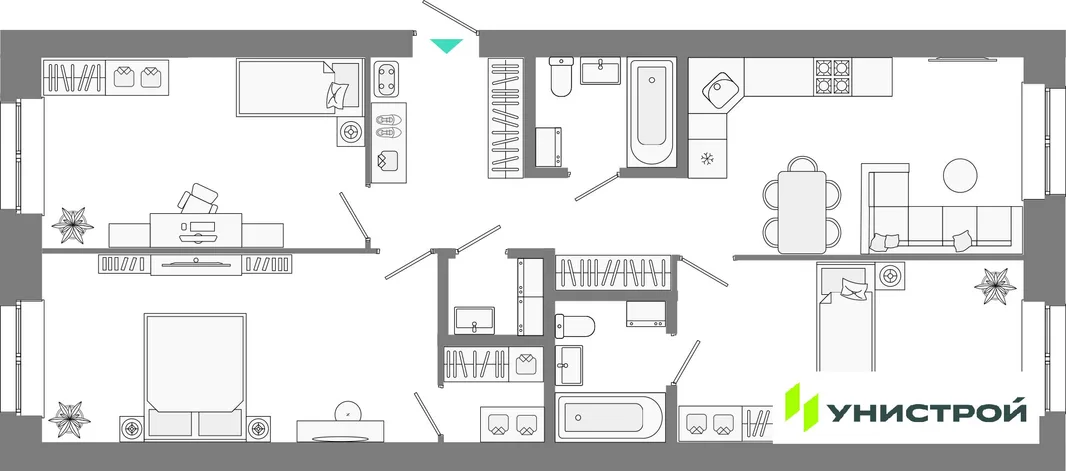 Планировка 3-комн. квартира, 87.43 м² ЖК «Лето»