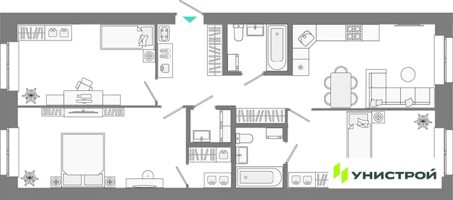 Планировка 3-комн. квартира, 87.43 м² ЖК «Лето» Планировка 3-комн. квартира, 87.43 м² ЖК «Лето»