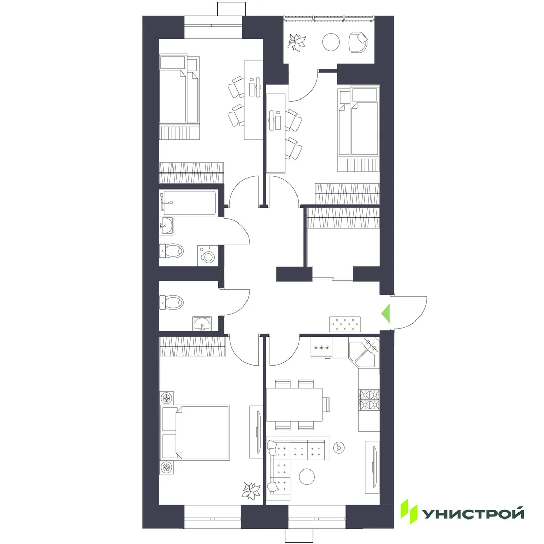 Планировка 3-комн. квартира, 75.85 м² ЖК «Царёво City»