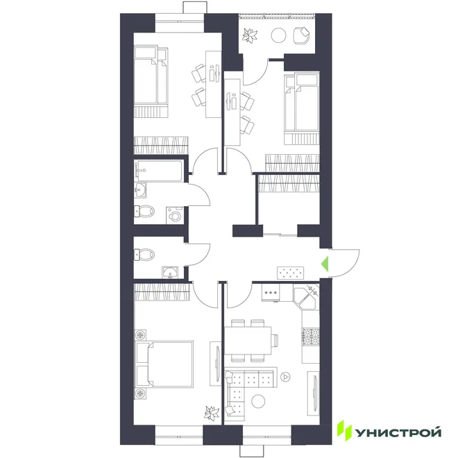 Планировка 3-комн. квартира, 75.85 м² ЖК «Царёво City» Планировка 3-комн. квартира, 75.85 м² ЖК «Царёво City»