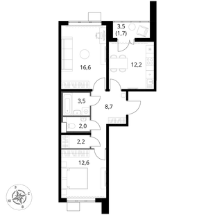 Квартира 2-комн. квартира, 59.5 м² ЖК «1-й Южный» Фото 1 Квартира 2-комн. квартира, 59.5 м² ЖК «1-й Южный» Фото 1