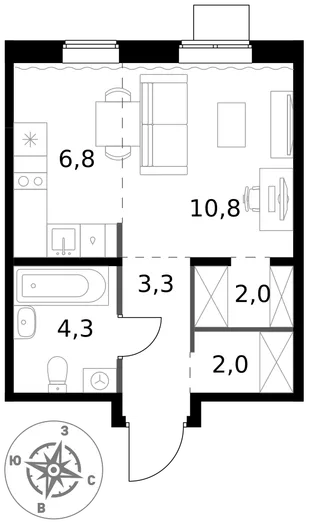 Квартира Студия, 29.2 м² ЖК «1-й Ясеневский» Фото 1 Квартира Студия, 29.2 м² ЖК «1-й Ясеневский» Фото 1