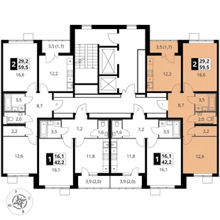 Квартира 2-комн. квартира, 59.5 м² ЖК «1-й Южный» Фото 2 Квартира 2-комн. квартира, 59.5 м² ЖК «1-й Южный» Фото 2