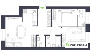 Планировка 3-комн. квартира, 60.68 м² ЖК «Царёво City»