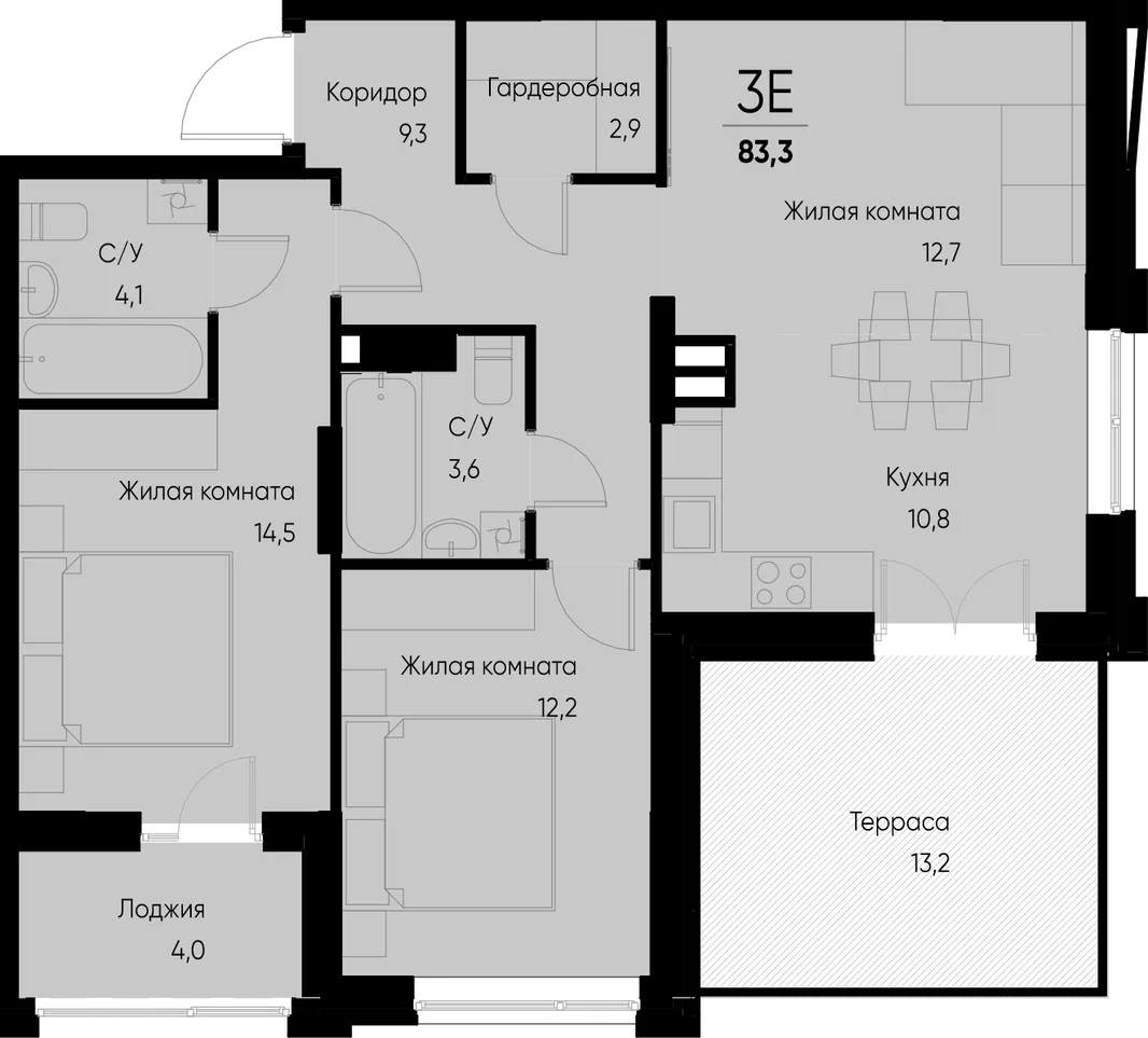 Планировка 3-комн. квартира, 87.3 м² ЖК «Васильевский остров»