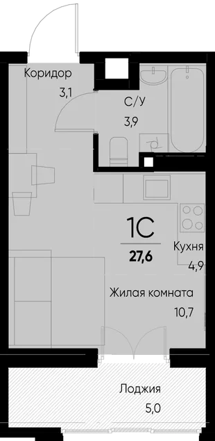 Планировка Студия, 28.3 м² ЖК «Васильевский остров»