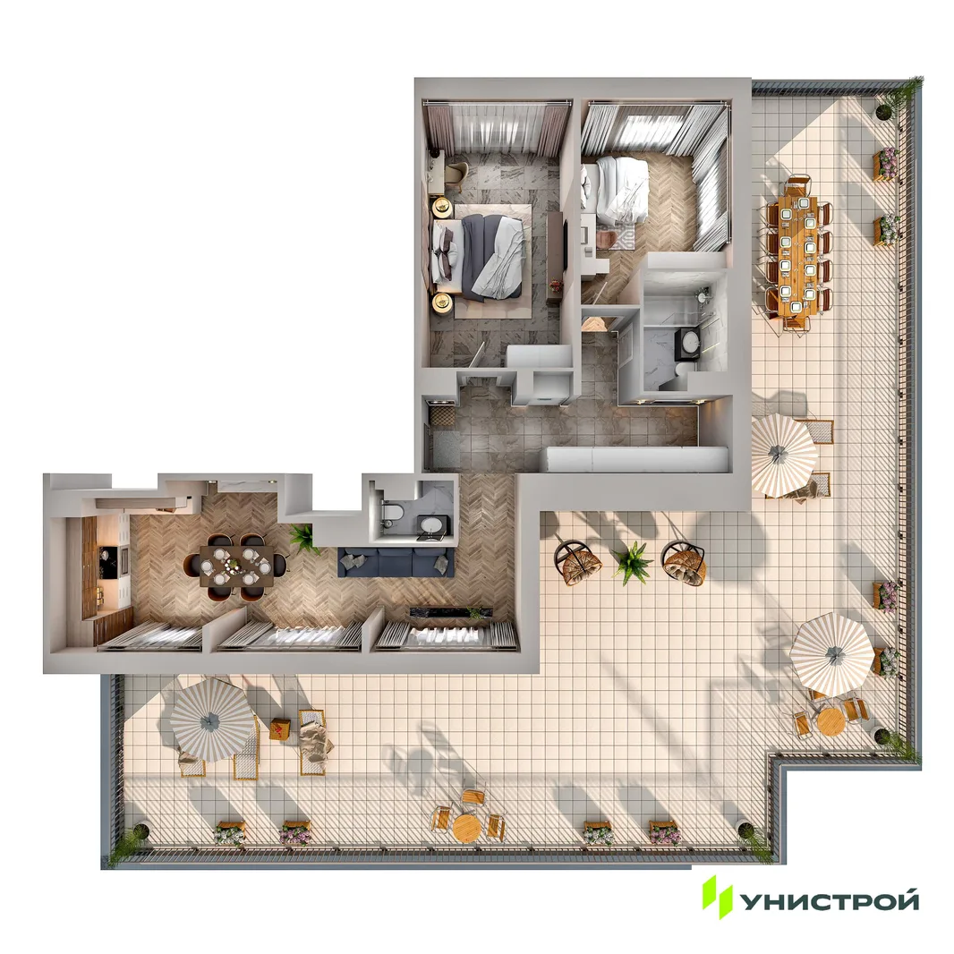 Планировка 2-комн. квартира, 140 м² ЖК «Upoint»