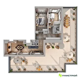 Планировка 2-комн. квартира, 140 м² ЖК «Upoint»