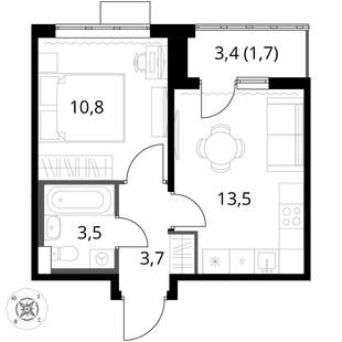 Квартира 1-комн. квартира, 33.2 м² ЖК «1-й Шереметьевский» Фото 1 Квартира 1-комн. квартира, 33.2 м² ЖК «1-й Шереметьевский» Фото 1