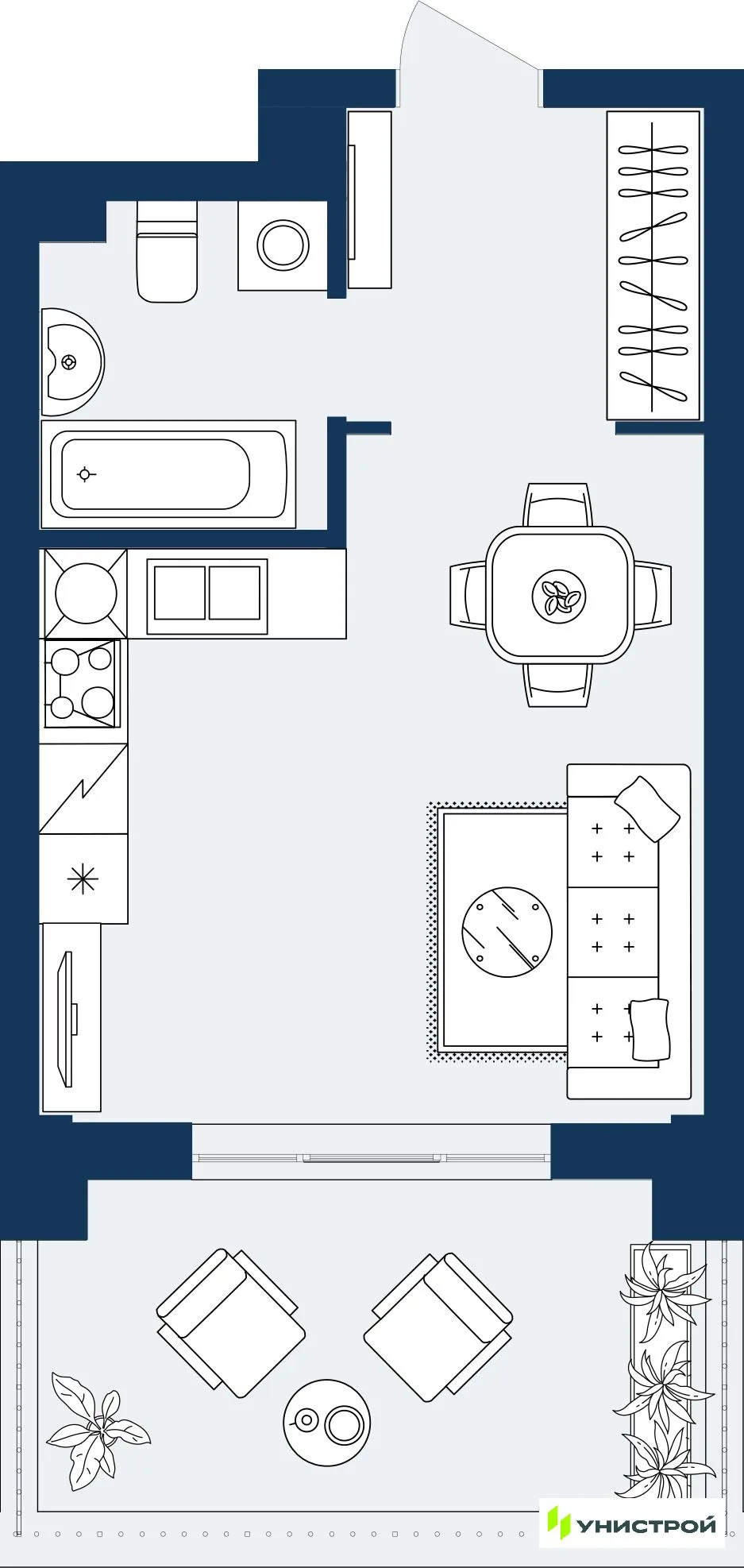 Планировка 1-комн. квартира, 30.98 м² ЖК «ГРАНД БЕРЕГ»