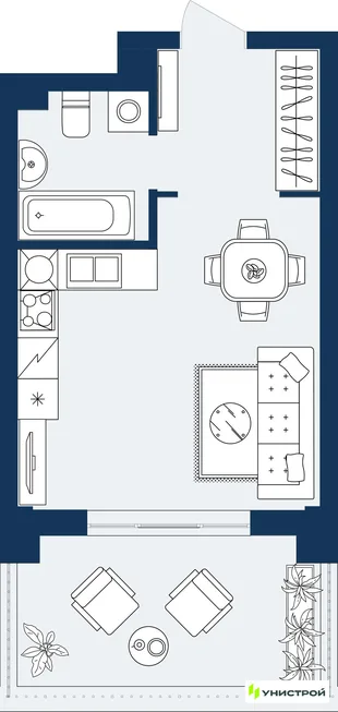 Планировка 1-комн. квартира, 30.98 м² ЖК «ГРАНД БЕРЕГ»