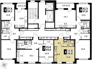 Квартира Студия, 24.9 м² ЖК «1-й Химкинский» Фото 2 Квартира Студия, 24.9 м² ЖК «1-й Химкинский» Фото 2