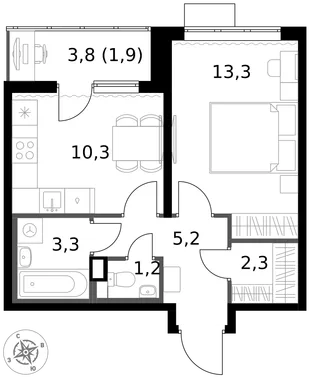 Квартира 1-комн. квартира, 37.5 м² ЖК «1-й Химкинский» Фото 1 Квартира 1-комн. квартира, 37.5 м² ЖК «1-й Химкинский» Фото 1