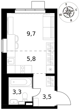 Квартира Студия, 22.3 м² ЖК «1-й Химкинский» Фото 1