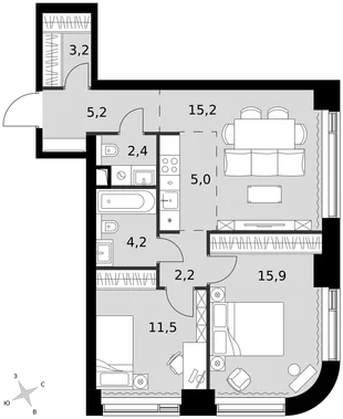 Квартира 3-комн. квартира, 64.8 м² ЖК «Amber Сity» Фото 1 Квартира 3-комн. квартира, 64.8 м² ЖК «Amber Сity» Фото 1