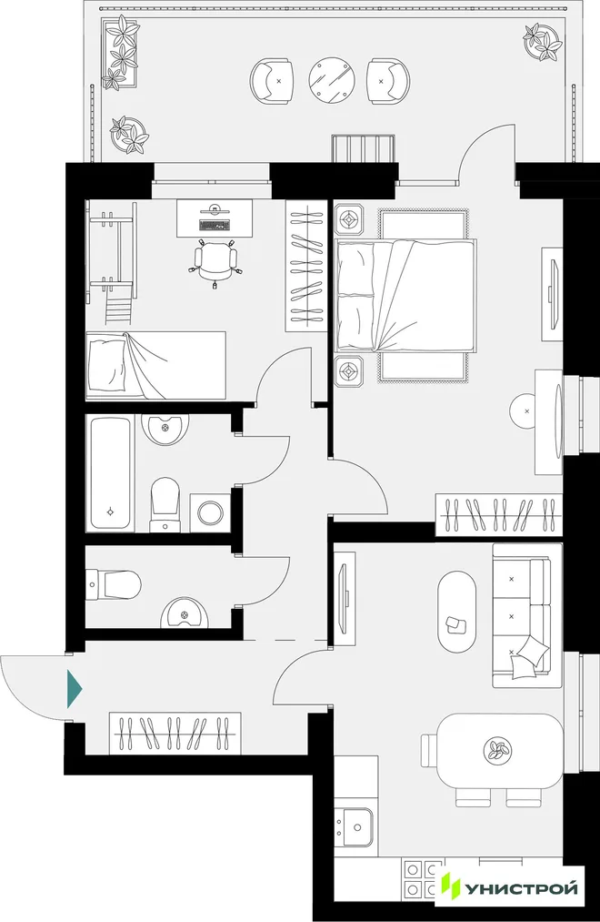 Планировка 2-комн. квартира, 63.05 м² ЖК «Уникум на Амирхана» Планировка 2-комн. квартира, 63.05 м² ЖК «Уникум на Амирхана»