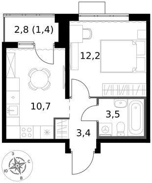 Квартира 1-комн. квартира, 31.2 м² ЖК «1-й Южный» Фото 1 Квартира 1-комн. квартира, 31.2 м² ЖК «1-й Южный» Фото 1