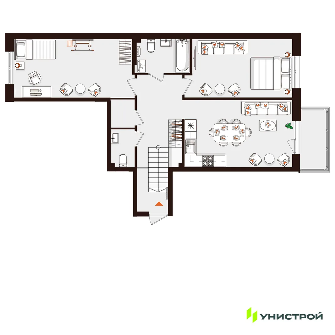 Планировка 2-комн. квартира, 76.4 м² ЖК «Лисино»
