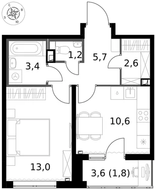 Квартира 1-комн. квартира, 38.3 м² ЖК «1-й Химкинский» Фото 1 Квартира 1-комн. квартира, 38.3 м² ЖК «1-й Химкинский» Фото 1