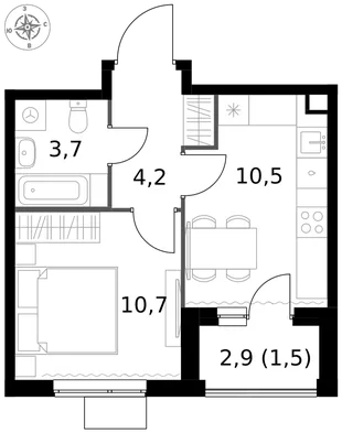 Квартира 1-комн. квартира, 30.6 м² ЖК «1-й Измайловский» Фото 1 Квартира 1-комн. квартира, 30.6 м² ЖК «1-й Измайловский» Фото 1