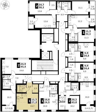 Квартира Студия, 27.3 м² ЖК «1-й Ясеневский» Фото 2