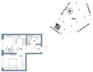 Планировка Студия, 30.65 м² ЖК «Страна.Парковая»