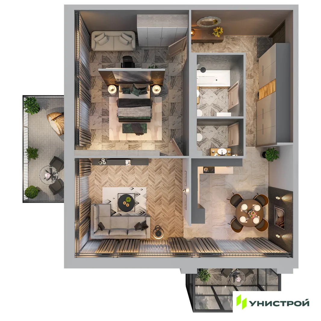 Планировка 2-комн. квартира, 77.36 м² ЖК «Лисино»