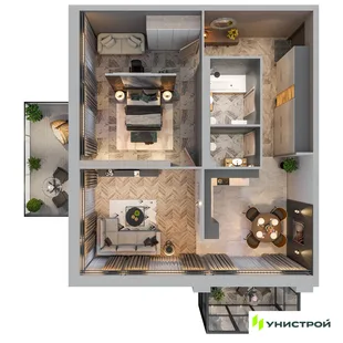 Планировка 2-комн. квартира, 77.36 м² ЖК «Лисино»