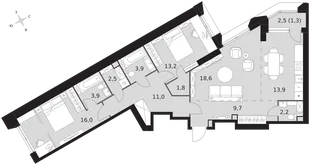 Квартира 3-комн. квартира, 98 м² ЖК «Архитектор» Фото 1 Квартира 3-комн. квартира, 98 м² ЖК «Архитектор» Фото 1
