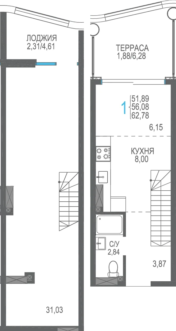 Планировка Студия, 62.78 м² ЖК «Розовое озеро» Планировка Студия, 62.78 м² ЖК «Розовое озеро»