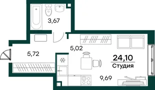 Квартира Студия, 24.1 м² ЖК «Аквамарин 2» Фото 2