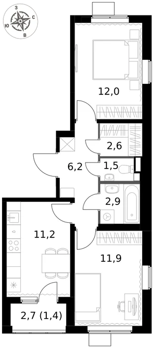 Квартира 2-комн. квартира, 49.7 м² ЖК «1-й Химкинский» Фото 1 Квартира 2-комн. квартира, 49.7 м² ЖК «1-й Химкинский» Фото 1