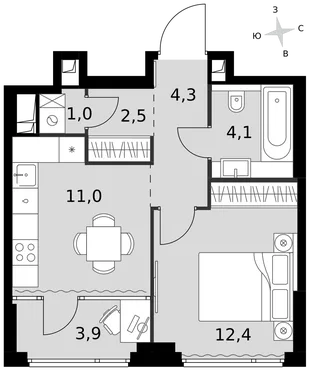 Квартира 1-комн. квартира, 39.2 м² ЖК «Sydney City» Фото 1 Квартира 1-комн. квартира, 39.2 м² ЖК «Sydney City» Фото 1