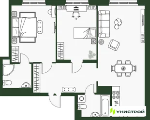 Планировка 2-комн. квартира, 78.57 м² ЖК «Парковый квартал 2.0»