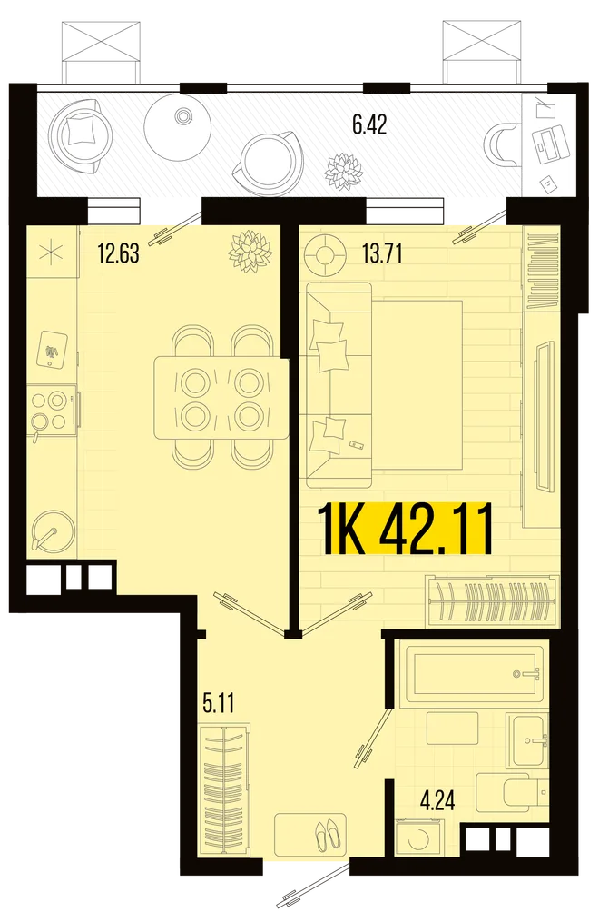 Планировка 1-комн. квартира, 38.9 м² ЖК «Цветной бульвар» Планировка 1-комн. квартира, 38.9 м² ЖК «Цветной бульвар»