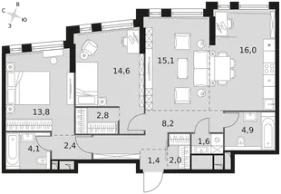 Квартира 3-комн. квартира, 86.9 м² ЖК «Rotterdam» Фото 1 Квартира 3-комн. квартира, 86.9 м² ЖК «Rotterdam» Фото 1