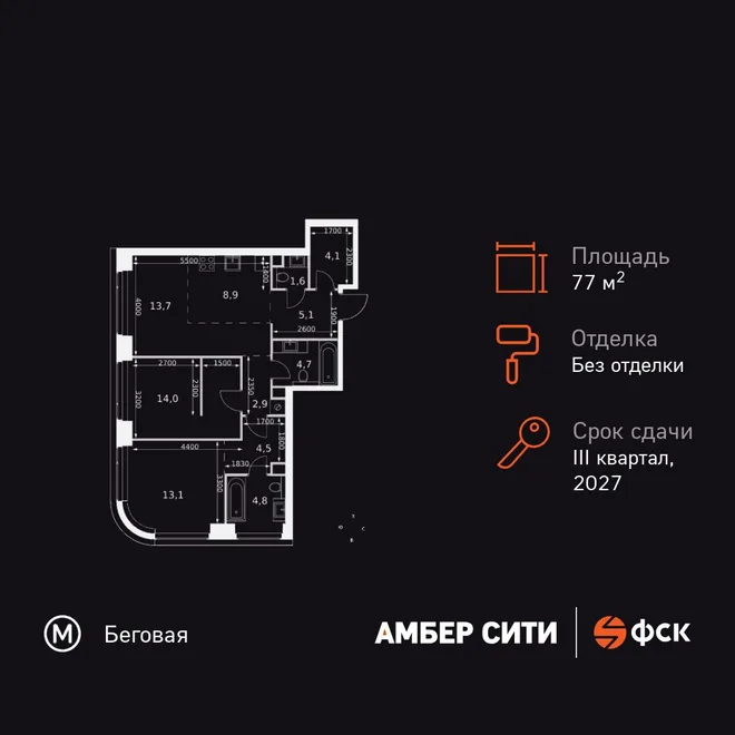 Планировка 3-комн. квартира, 77.4 м² ЖК «Amber Сity» Планировка 3-комн. квартира, 77.4 м² ЖК «Amber Сity»
