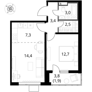 Квартира 2-комн. квартира, 45.2 м² ЖК «1-й Донской» Фото 1 Квартира 2-комн. квартира, 45.2 м² ЖК «1-й Донской» Фото 1