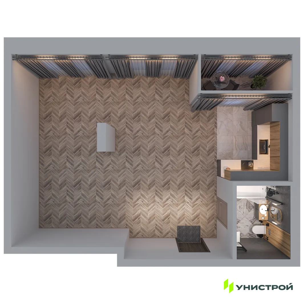 Планировка 1-комн. квартира, 59.27 м² ЖК «Statum»