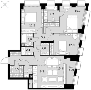 Квартира 4-комн. квартира, 92.6 м² ЖК «Sydney City» Фото 1 Квартира 4-комн. квартира, 92.6 м² ЖК «Sydney City» Фото 1