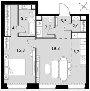Квартира 2-комн. квартира, 58.3 м² ЖК «Amber Сity» Фото 1 Квартира 2-комн. квартира, 58.3 м² ЖК «Amber Сity» Фото 1