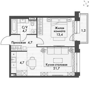 Квартира 2-комн. квартира, 45.4 м² ЖК «Философия» Фото 1 Квартира 2-комн. квартира, 45.4 м² ЖК «Философия» Фото 1