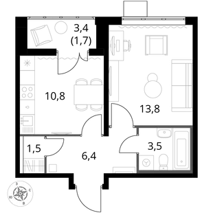 Квартира 1-комн. квартира, 37.7 м² ЖК «1-й Южный» Фото 1 Квартира 1-комн. квартира, 37.7 м² ЖК «1-й Южный» Фото 1