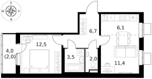 Квартира 2-комн. квартира, 44.2 м² ЖК «1-й Ясеневский» Фото 1 Квартира 2-комн. квартира, 44.2 м² ЖК «1-й Ясеневский» Фото 1