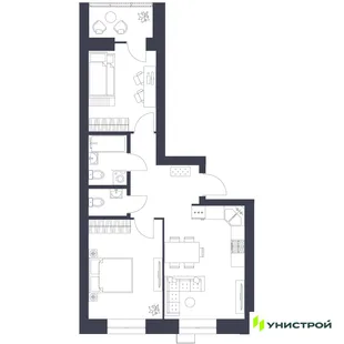 Планировка 2-комн. квартира, 58.33 м² ЖК «Царёво City»